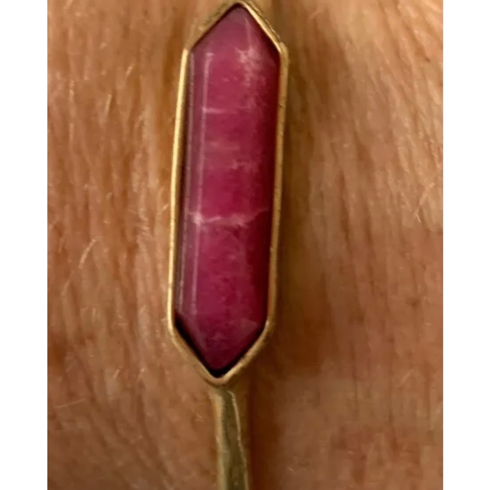 Lucky Brand Cuff Bracelet With Pink Amethyst Stone W/Gold Tone Hardware Vintage - Picture 2 of 4